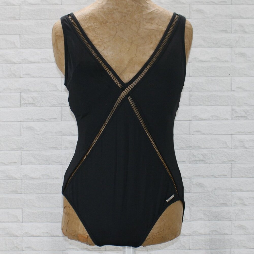 MICHAEL MICHAEL KORS Swimsuit One Piece Cut Out Sexy Resort Black Plus Size 14